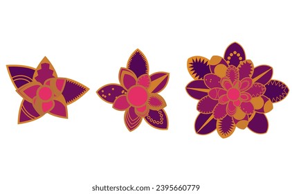 flower set pattern top view on a white background