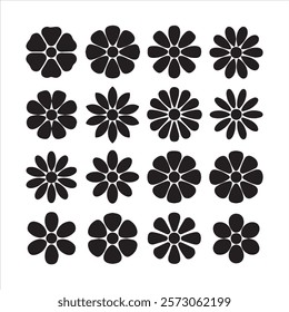 Flower set silhouette vector Illustration.