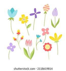 Flower set. Spring summer flowers. Colorful floral. Isolated vector stock illustration eps 10 on white background