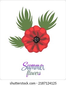 A flower from the set "Summer flowers". Vector. Pastel colors. Buds and twigs. Suitable for printing on fashion accessories, T-shirts and postcards.