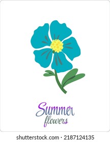 Una flor del set "Flores de verano". Vector. Colores pasteles. Cerdos y ramitas. Adecuado para imprimir en accesorios de moda, camisetas y postales.