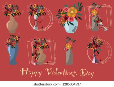 flower set for valentines vector illustration 