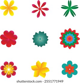 flower set vector art illustration