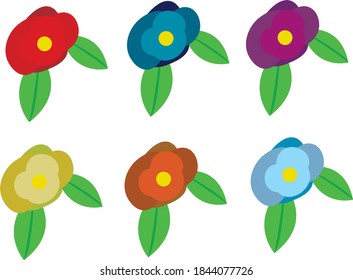 icono de color de vector conjunto de flores