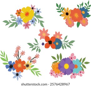 flower set vector illustration. Good for banner, poster, greeting card, party card, invitation, template, advertising, campaign, and social media.