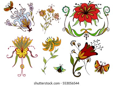 Flower set. Vector illustration hand drawing