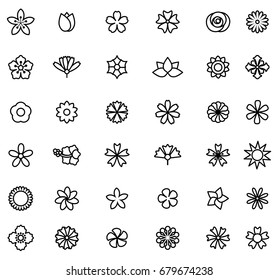 flower icon? set vector illustration outline