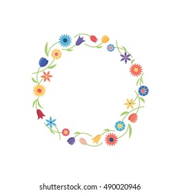 Flower set, vector illustration, postcard: gerbera, narcissus, rose, tulip