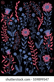 Flower set. Vector llustration hand drawing outline contour