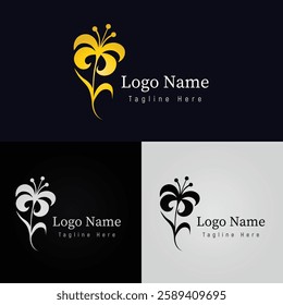 Flower Set Vector Logo Design Template