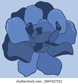 Flor con sombra. Flor abstracta grande. Relleno, trazado y resaltado se realizan en capas separadas. Hermosa flor grande. Imagen vector abstracta