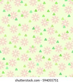 Flower shamrock pattern. Seamless vector spring background