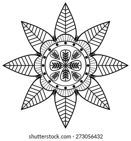 Flower shape with 8 leaves inspired by Indian culture and henna tattoo
