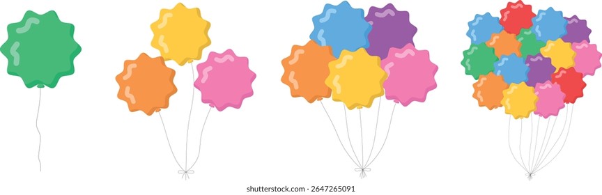 Flor Forma Colorido Balões Coleção Design Plano para Festival da primavera e Decoração de Festa