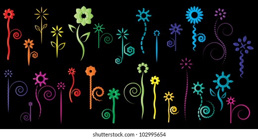 flower shape decorative design vector