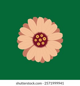 flower shape floral brown color pen shape vector illustration