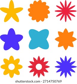“colorful flower shape grid, flat minimal vector, decorative icon set”