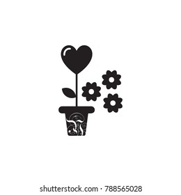 flower in the shape of heart icon. Valentine's Day elements. Premium quality graphic design icon. Simple love icon for websites, web design, mobile app, info graphics on white background