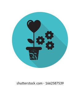 Flor en forma de icono de la sombra del corazón largo. Glifo simple, vector plano de iconos de flecha para ui y ux, sitio web o aplicación móvil