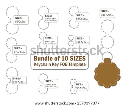 Flower shape keychain key FOB Dieline Template
