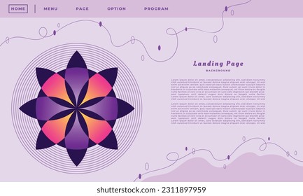 Flower shape landing page background template copy space. Circular ornament backdrop design vector illustration.