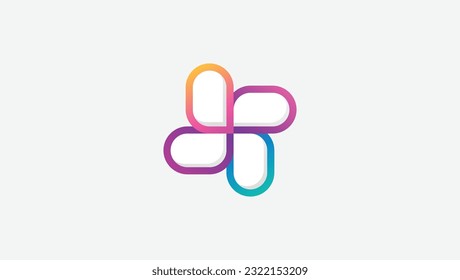 plantilla de diseño vectorial de diseño de línea de forma de flores