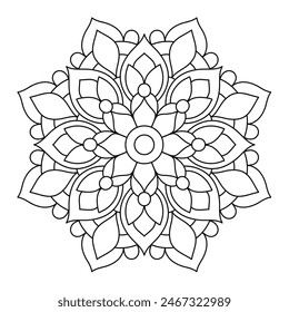 diseño de mandala de la forma de la flor para el libro de colorear, arte calmante y simple de mandala
