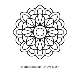 flower shape mandala design, simple and easy mandala art for adults coloring book
