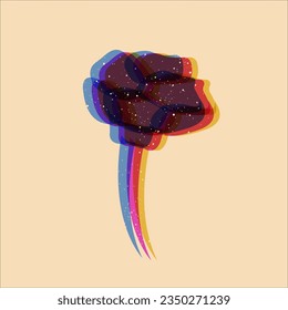 flower shape object, Colorful design with risograph print effect. Vector of riso effect for print or your design asset element graphic. Perfect for your design,texture shape or printing. SHOTLISTretro