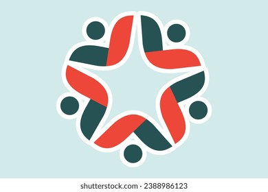Flower shape people sticker vector logo design. Adoption and community care sticker logo template vector.