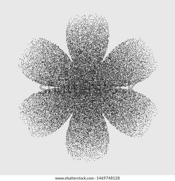 Flower Shape Random Halftone Pointillism Style Stock Vector