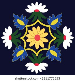 Blumenform Suzani Teppichelement - traditionelles Textilerzeugnis in Usbekistan. Digitale Stoffmuster. Suzane	
