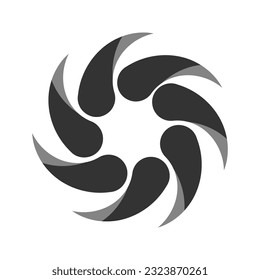 Forma de las flores con pétalos girados aislados sobre fondo blanco. Elemento decorativo con diseño de rotación. Ilustración vectorial.