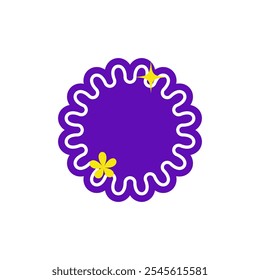 Forma de la flor para la caja de texto o el icono de la etiqueta con color azul. Icono de etiqueta. Icono de Vector de alta calidad. Vector editable
