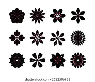 flower shape vector, floral icon set,