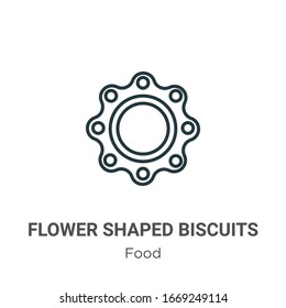 Flower shaped biscuits outline vector icon. Thin line black flower shaped biscuits icon, flat vector simple element illustration from editable food concept isolated stroke on white background