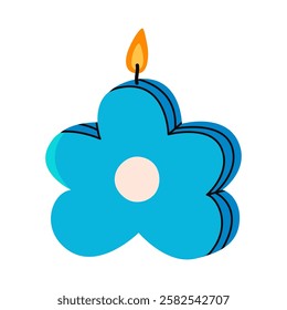Flower shaped candle. Trendy cozy aroma candle. Flat vector illustration isolated on white background.