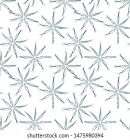 Flower shaped carrot seamless pattern. Vector graphics. Black contour