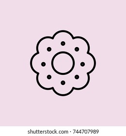 flower shaped cookie line black icon
