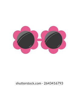 Flower shaped sunglasses. Hippie fashion accessory, decorative glasses. Vector illustration