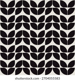  Flower shapes pattern vector background in black and white shades for wall décor, textiles, interior design and more.