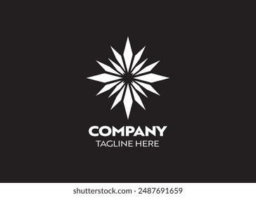 flower with sharp edge logo, template vector icon illustration design in black background, floral logo design for business and corporate identity