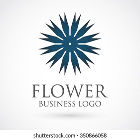Flower of sharp floral abstract vector and logo design or template shine business icon of company identity symbol concept