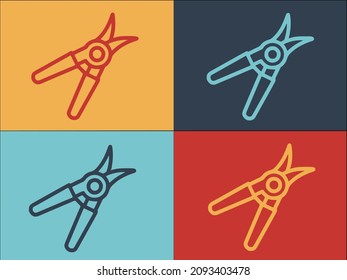 Flower Shears Logo Template, Simple Flat Icon of flower,work,plant