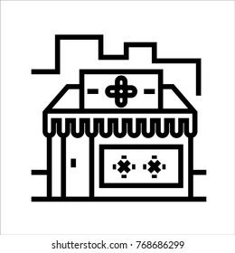 Flower shop black & white line art icon