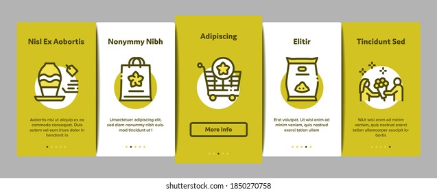 Flower Shop Boutique Onboarding Mobile App Page Screen Vector. Flower Store Building And Delivery, Floral Present And Vase, Internet Web Site And Bag Color Illustrations