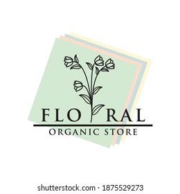 Flower shop business logo in minimal style vector.