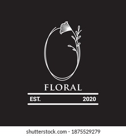 Flower shop business logo in minimal style vector.