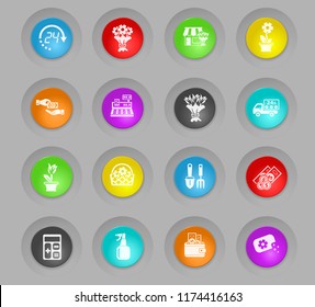 flower shop colored plastic round buttons web icons for user interface design