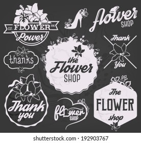 Flower Shop Design Elements, Labels and Badges in Vintage Style